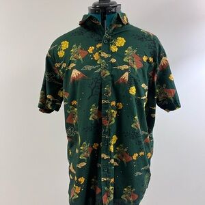 Star Wars Boba Fett Hawaiian Floral Japanese Button Down Green Shirt Men’s XL